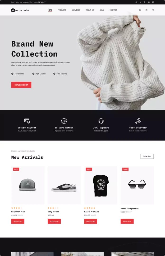 Sito web per moda e retail